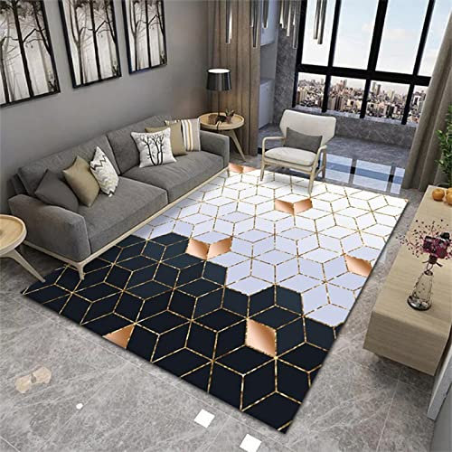 RUGMRZ Kinderteppich Einfaches 3D-gedrucktes Geometrisches Wohnzimmer Schlafzimmer Auslegware Kinderzimmer blau bad matte anti rutsch für teppich kinderteppich bodenbelag balkon deko teppich 120x180CM