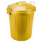 Tradineur - Cubo de basura de plástico resistente con tapa y asas metálicas, contenedor de residuos, papelera, reciclaje, industrial, fabricado en España (Amarillo, 70 litros)