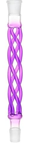 KAYA Glas-Schaft CURLY Lila für Shishas und Wasserpfeifen mit 29.2 Schliff-Anschluss an Base + Kopf, spiralförmig gedrehtes Glas, Länge 36cm
