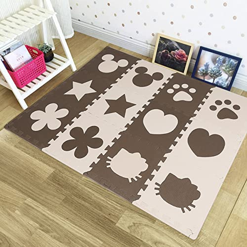 Puzzlematte aus Schaumstoff, Kinder- und Baby-Fußmatten aus Schaumstoff, Spielmatte für Kinder, Puzzle-Schaum, Herzmotiv, 24 Puzzleteile aus Eva-Schaum, ohne24-teilig