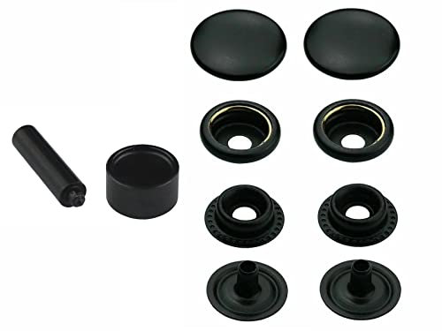 Ringfeder Druckknöpfe + Einschlagstempel, Snaps Buttons Metallknöpfe rostfreie Knöpfe Ringfederverschluss (10 Stück - 12,5 mm)