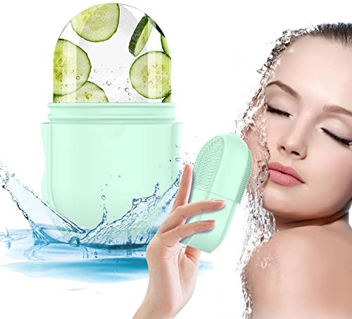 Bigqin Ice Roller, Silikon Eisroller Gesicht für Augenschwellungen, Eis Gesichtsroller Gesichtsmassagegerät für Pore Verkleinern, ödeme Lindern - Grün