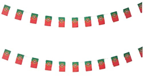 Drapeau Portugal 40 Pièces - Guirlande 11.4M Avec Fanions 14x21cm - Drapeaux Européens Pour Décorations de Bar et Jardin
