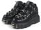 DONLIS Stivali con Tacco Alto da Donna, Scarpe in Pelle Stile Rock Heavy Metal, Stivali con Plateau gotici, Stivaletti Stringati con Tacco Grosso Punk,Nero,39