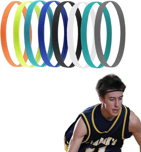 8 Stücke Haarband Jungs, Stirnband Kinder Stirnband Sport, schweissband Kopf Sport, Kinder Elastische rutschfeste StirnbänderStirnbänder Sport für Fußball Yoga Laufen