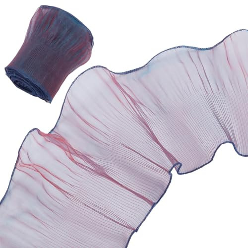 BENECREAT 6 Yards Indigo-Rüschen-Plissee-Spitzenstoffbesatz, 140 mm Breite Tüll-Rüschen-Spitzenband-Bordüre Zum Basteln, Nähen, Kleid, Taschen, Dekoration