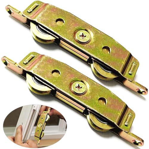 2 Pack Sliding Glass Door Rollers Replacement, 1-1/4 Steel Ball Bearing Patio Door Wheels, Heavy Duty Tandem Wheels Assembly for Andersen, Truth Part #31761A, Jeld Wen, Milgard, Marvin, Peachtree