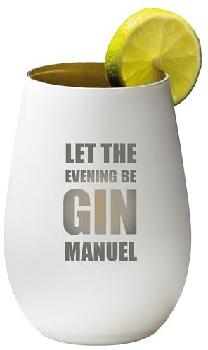 4youDesign Gin Tonic Glas mit Personalisierung Name let the evening beGIN – Geschenk für Männer, Frauen – Tumbler-Party-Glas aus Kristallglas – sehr bruchsicher – Schwarz – 465ml