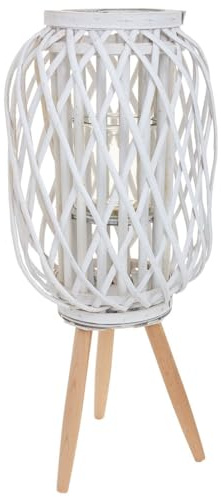 WANDERLUST DECO Windlicht aus Weide, weiß, D37 x 40/63 cm