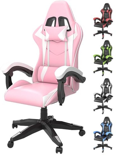 Racingreat Gaming Stuhl Gamer Chair - Computerstuhl Schreibtischstuhl Höhenverstellbar Ergonomisch Bürostuhl für Jugendliche Jungen Mädchen Erwachsene (Rosa)