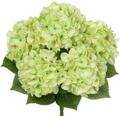 Hollyone Ortensia Grande Fiori Artificiali, Verde Chiaro, Ortensia Realistica, Fiori Artificiali in seta, Ortensia per Matrimonio, Ufficio, Caffè, Decorazione per la Casa, Cucina