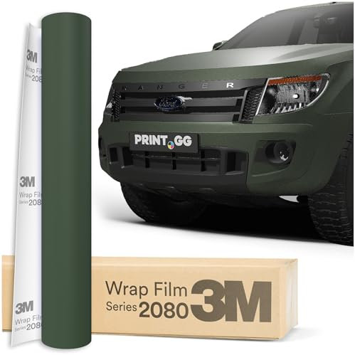 PRINT.GG Autofolie 3M 2080 Tannengrün Metallic M206, 152 x 500 cm, Selbstklebende Car Wrapping Folie, Robuste Lackschutzfolie für Auto, Motorrad, Boot, Auto Folie mit hervorragender Haftung