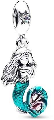 Wedanor Charme Die kleine Meerjungfrau Ariel Dangle Charms-Anhänger 925 Sterling Silber Charm Bead Pendant für Europäische Armbänder und Halsketten