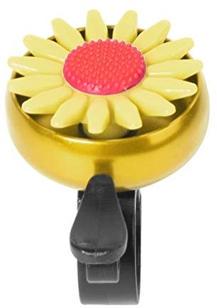 Campanello per bicicletta in plastica con fiore in ferro, per bicicletta, decorazione intelligente, anello di allarme giallo