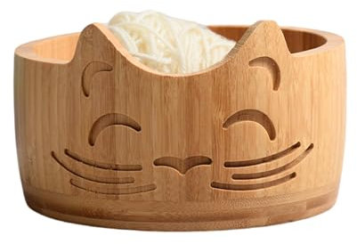 Wood Yarn Bowl, Hand Made Wooden Portable Yarn Storage Bowl with Hole,Yarn Knitting Bowl for Storage Yarn, Wool, String or Crochet (Wood)