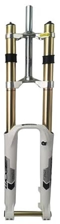 LUOKEKE Fourche VTT Fourche VTT Descente Fourche VTT Suspension Amortissement Fourche Vélo Noir Blanc Or Doré Fourche VTT 26 Pouces(26 inch White)