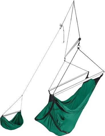 Ticket to the Moon Moonchair Smaragd Grün | Hängesessel mit Fußablage, ultraleichtes Fallschirm-Nylon, Aufhängung aus Aluminium, langlebige, umweltfreundlicher Hängestuhl | Original seit 1996