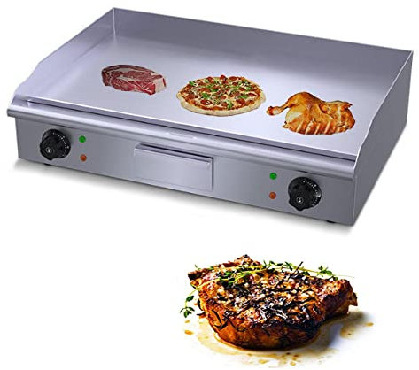 Elektrische Grillplatte, elektrische Arbeitsplatte, Grill, Edelstahl, flache Grillplatte, Grill, Küche, Grill, verstellbare Temperaturkontrolle, Restaurant, Teppanyaki-Tisch für Grill, Omelett,