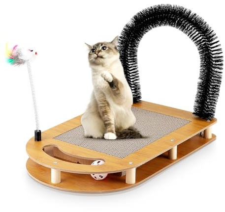 Kratzbrett Katze, Kratzpappe für Katzen,Hochdichtes Verschleißfestes Kratzmöbel mit Katzenspielzeug, Katzenkratzbrett für