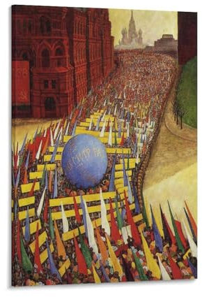 Diego Rivera May Day Prozession in Moskau Leinwanddruck Wandbilder Wohnzimmer 20x30cm