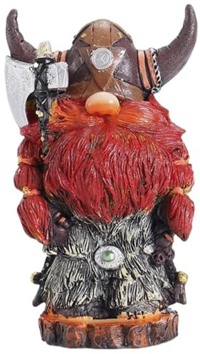 Gnomes Decoration for Yard 7.5x4.3x3.2'' Resin Viking Decor Dwarf Gnome with Cool Gesture & Expression Nordic Decor Garden Gnome for Gnome and Viking Lovers Viking Decor
