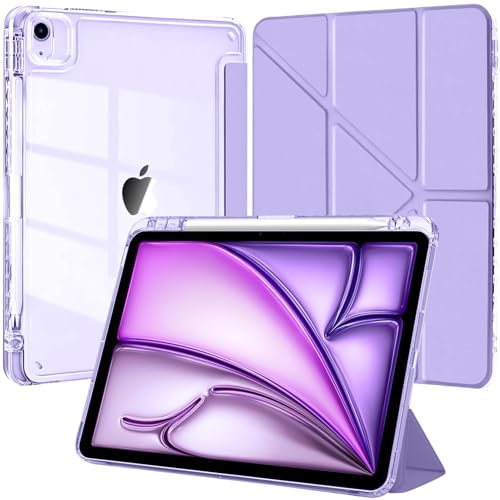 EspZanthic Coque pour iPad Air 13 Pouces M3/M2 (2025/2024) / iPad Pro 12.9 2022/2021/2020/2018 avec Porte-Stylet, 6 en 1 Angles de Vision, Arrière Transparent