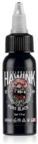 HAWINK Professionelle Tattoo Farbe Pur Black 1 Flasche mit 1oz (30ml) Tattoo Ink Pur Schwarze TI203-30-001