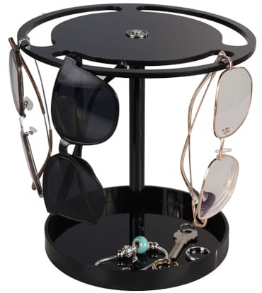 DONGKER Espositore per Occhiali da Sole, Porta Occhiali Girevole a 360° con Base a Vassoio, Organizer Occhiali per Tavolo, Cassettiera, Comodino, Camera da Letto