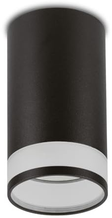 Maclean Foco de superficie casquillo GU10 hasta 40W | Lámpara de techo de aluminio con aro transparente | diseño moderno | 55x105 milímetros (Negro, 1 unidad sin bombilla)