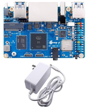 APBVIHL Orange Pi RV2 8GB RAM + 5V5A Power Octa-Core RISC-V Architecture Board with Dual Gigabit Ethernet Ports Dual M2 Interfaces