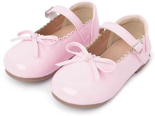 Adigau Chaussure Mary Jane Filles Enfants Chaussures Plat de Princesse Antidérapante avec Nœud Chaussure en Cuir Brillant 21-30 EU