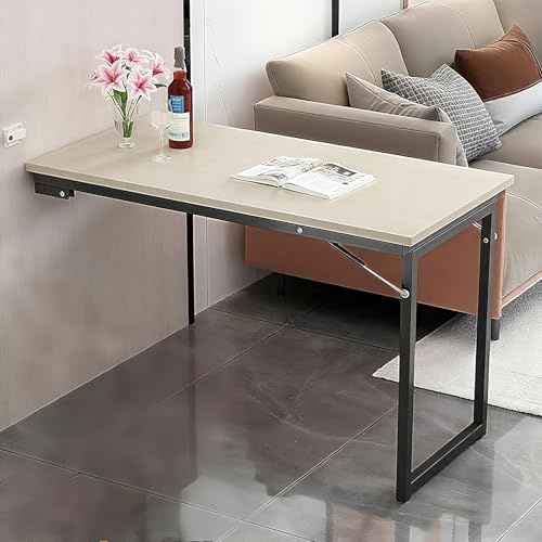 Ddasam Fold Down Desk Wall Mounted - Multi-Functional Drop Leaf Table for Small Spaces, Rustproof Frame, Easy Install