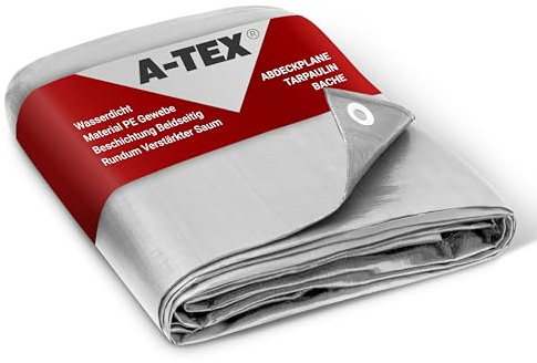 A-TEX® Abdeckplane 180 g/m² (5 x 6 m Weiß) | Verschiedene Stärken, Größen und Farben wählbar | Plane mit Ösen | Gewebeplane Gartenplane Zelt Schutzplane | wasserdicht | reißfest | UV-stabilisiert