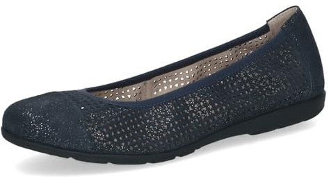 CAPRICE Damen Ballerinas aus Leder, Blau (Ocean Sparkle), 40 EU