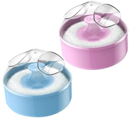 Babypuderquaste mit Griff für Babyhaut 2 Stück und Aufbewahrungsbox