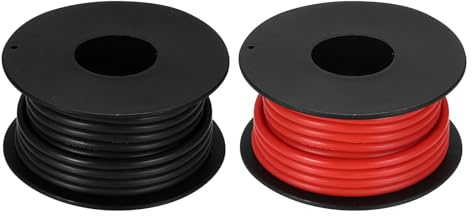 sourcing map 2pcs 16 AWG Silicone Electrical Wire Spool, 16 Gauge 6.1m/20ft Electrical Wires, 600V 200C Tinned Copper Stranded High Temp Battery Wire for Automotive, RV Inverter - Red & Black
