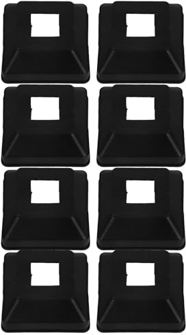 Adorainbow 8pcs Black PVC Post Base Covers Protecting Railing Bases with Outdoor Weather Resistance, for Fence Capping and Stair Handrail Posts