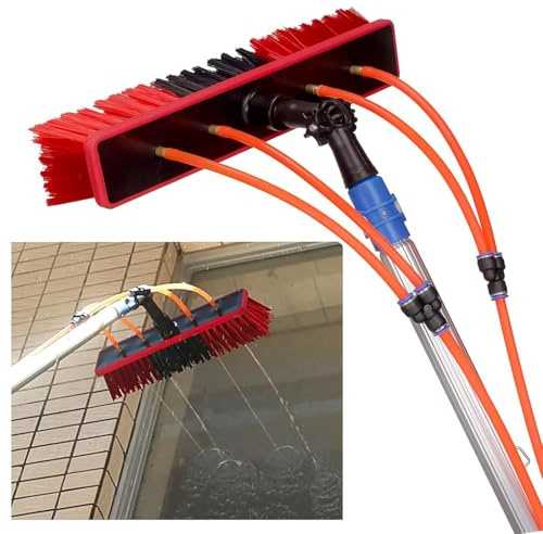 ASerZenith Asta Telescopica per La Pulizia di Finestre con Alimentazione Ad Acqua E Spazzola Telescopica - Kit per La Pulizia di Tetti E Pannelli Fotovoltaici da 12 M per Camion, Ve,One Color-4m
