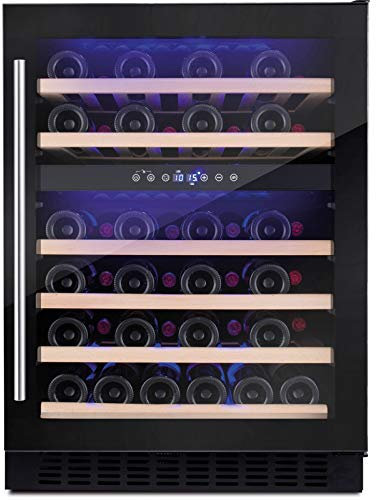 Amica 46 Bottle Capacity Dual Zone Freestanding Under Counter Wine Cooler - Black