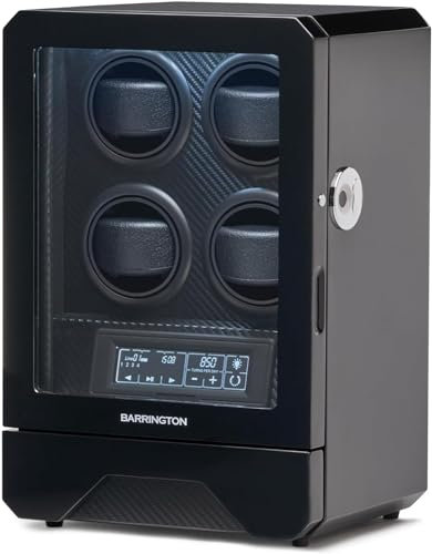 BARRINGTON 4 Uhrenbeweger | Luxuriöse Quad Uhrenbeweger Box mit schwarzem Carbon Finish | Features Fernbedienung