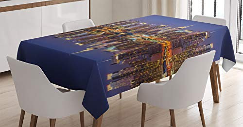 ABAKUHAUS Landschaft Tischdecke, New York City USA, Für den Inn und Outdoor Bereich geeignet Waschbar Druck Klar Kein Verblassen, 140 x 200 cm, Mehrfarbig