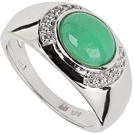 Harry Ivens Damen Ring aus Silber 925 mit Chrysopras und Weißtopas 50 (15,9 mm Ø)