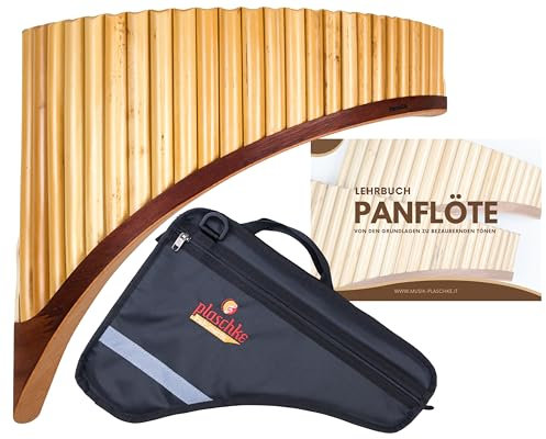 Plaschke Panflöte Konzert, Holz-Schuh Design, Set Tasche, Lehr-Buch 25 Töne C-Dur