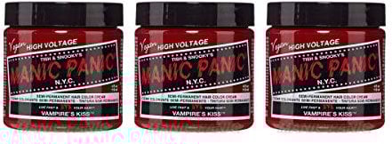 Manic Panic Vampire's Kiss Classic Creme, Vegan, Cruelty Free, Red Semi Permanent Hair Dye 3 x 118ml