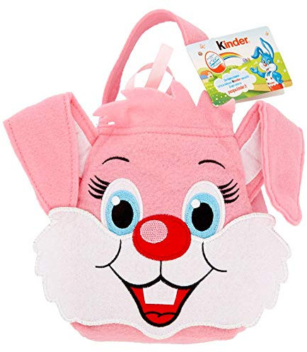 Coniglietto Rosa o Celeste con Cioccolatini KInder Assortiti 202Gr 29 Pezzi (Rosa)