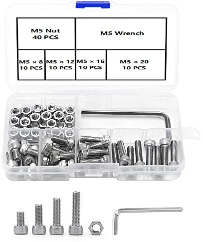 YIXISI 81 Stück M5 Edelstahl Sechskantschrauben Sortiment Kit, Sechskantkopf schrauben Schrauben, Schrauben Set mit 1 Stück Sechskantschlüssel