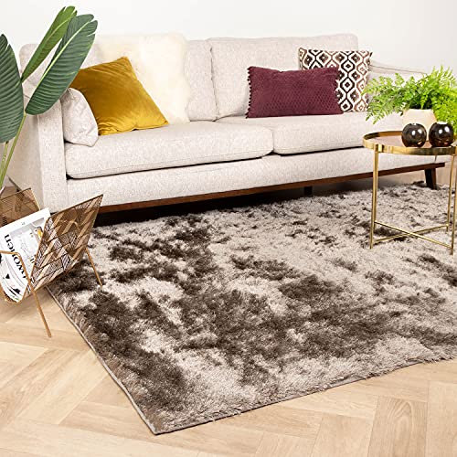 FRAAI | Home & Living Hochflor Teppich - Glorious Silber Grau - Shaggy, Einfarbig - Modern, Skandinavisch - Wohnzimmer, Esszimmer, Schlafzimmer - Fellteppich - Carpet