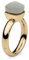 Qudo Firenze Edelstahl gold farbenem Ring mit light grey opal Stein (grau helll) (54)