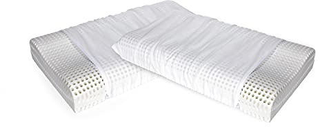 Talamo Italia Set mit 2 Kissen für das Bett, 100% Made in Italy, Orthozervikales Kissen mit abnehmbarem Bezug aus perforiertem Memory-Schaum, hypoallergen und atmungsaktiv, 70x41xh11,5 cm
