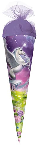 ROTH Geschenk-Schultüte klein Magic Pegasus 35 cm - rund Tüllverschluss - Zuckertüte Schulanfang